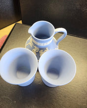 Load image into Gallery viewer, Wedgwood Jasperware 5" Etruscan Pitcher w/ 2 Trumpet Flared Cups set of 3