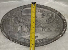 Load image into Gallery viewer, Vintage Bulguksa Temple Korea Pewter Relief Tray Oval Dragon Souvenir 12"