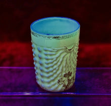 Load image into Gallery viewer, Antique Northwood Geneva Custard Glass Tumbler Uranium Glow Shell and Scroll