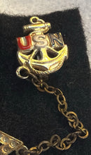 Load image into Gallery viewer, WWII US Navy Chained Vintage Sterling Silver Sweetheart Pin