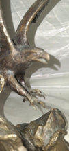 Load image into Gallery viewer, Wings of Glory Bald Eagle Figurine by Ronald Van Ruyckevelt 1990 Bronze Tone 12"