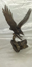 Load image into Gallery viewer, Wings of Glory Bald Eagle Figurine by Ronald Van Ruyckevelt 1990 Bronze Tone 12"