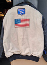 Load image into Gallery viewer, Vintage Airborne Black Leather Bomber Flight Jacket XL Tall USA Flag Lined