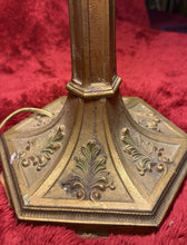 Load image into Gallery viewer, Antique early 20th-century Art Nouveau / Arts and Crafts slag glass table lamp