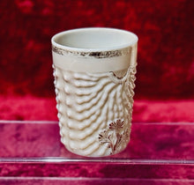 Load image into Gallery viewer, Antique Northwood Geneva Custard Glass Tumbler Uranium Glow Shell and Scroll