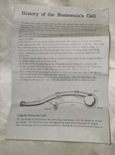 Load image into Gallery viewer, Vintage Brass & Copper Boatswain's Whistle Navy Birthday 1981 With History Card