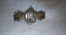 Load image into Gallery viewer, WWII USN STERLING SILVER ANCHOR & RIBBON Sweetheart, Pin Brooch