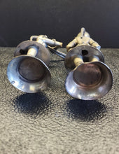 Load image into Gallery viewer, VTG Rajasthani Metal Musician Band Duo Figurines 7.5" Tin India Pakistan