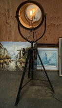 Load image into Gallery viewer, Vintage Industrial Searchlight Floor Lamp Tripod Spotlight Theater Light 72”