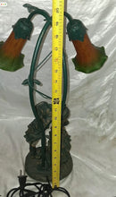 Load image into Gallery viewer, Vintage Art Nouveau Style Double Tulip Glass Table Lamp Romantic Kissing Couple