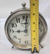 Load image into Gallery viewer, Vintage Westclox Big Ben Wind Up Alarm Clock Silver Metal Working Made in USA