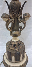 Load image into Gallery viewer, Vintage Art Deco Figural Cherub Table Lamp Cast Metal Marble Slag Glass 13.5"