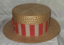 Load image into Gallery viewer, Antique 1920’s-30’s Adam Regent Boater, Skimmer Or Sennit Straw Hat Size 7 1/4”