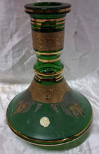 Load image into Gallery viewer, Bohemia Crystal Czech Emerald Green Gold Gilt Hookah Shisha Base 10.5" Handmade