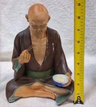 Load image into Gallery viewer, Vintage Hakata Urasaki Doll Japan Seated Man Eating Chopsticks Clay Figurine 9"