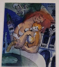 Load image into Gallery viewer, Michael Leu Signed Print “At Piazza San Marco” Framed Contemporary 8x11 Cat Art