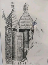 Load image into Gallery viewer, Framed Portrait Lithograph Rabbi Writing Torah Art Jewish Hand Signed & Numbered