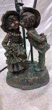 Load image into Gallery viewer, Vintage Art Nouveau Style Double Tulip Glass Table Lamp Romantic Kissing Couple