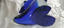Load image into Gallery viewer, Hand Blown Art Glass Duck Figurine Blue White Yellow Bow Decorative Sculpture