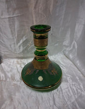 Load image into Gallery viewer, Bohemia Crystal Czech Emerald Green Gold Gilt Hookah Shisha Base 10.5" Handmade