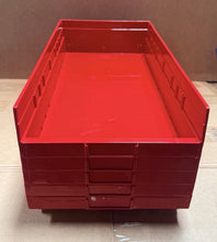 Load image into Gallery viewer, ULINE S-19946 Red Plastic Shelf Bin Storage Totes Lot of 5 Stackable