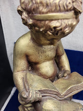 Load image into Gallery viewer, Vintage Nude Young Boy Reading Book Statue Figurine Plaster Sculpture Artwork