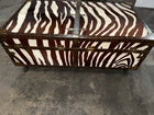 Load image into Gallery viewer, Unique vintage Coffee Table trunk With Zebra Pattern And Horns For Legs