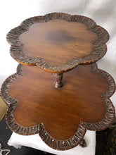 Load image into Gallery viewer, ANTIQUE MAHOGANY TWO TIER PIE CRUST EDGE TABLE!