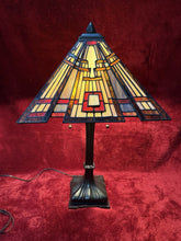 Load image into Gallery viewer, Unique Designed Tiffany Style Mission Style Table Lamp Stained Glass 29”
