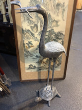 Load image into Gallery viewer, Large Vintage Bronze Longevity Crane Standing On Turtle Statue 39.5”