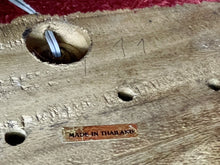 Load image into Gallery viewer, RARE Vintage 34” Thailand Wooden Carved 3 Buddhas Lamp w/ Brass & Switch