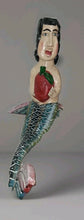 Load image into Gallery viewer, Vintage Unique Mexican Folk Art Mermaid Hand Carved Painted Wood Wall Art 38”