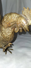 Load image into Gallery viewer, Vintage Brass Rooster Figurines Set of 2 Fighting Cocks Mid Century