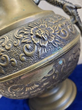 Load image into Gallery viewer, Large Vintage Chinese Solid Brass Dragon Urn Vase Planter with Floral Motif