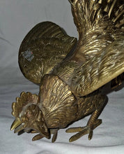 Load image into Gallery viewer, Vintage Brass Rooster Figurines Set of 2 Fighting Cocks Mid Century