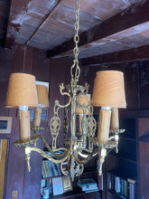 Load image into Gallery viewer, Antique And Unique Brass Five Arm Chandelier