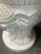 Load image into Gallery viewer, Pair of Vintage White Elephant Ceramic Garden Stool / Planter 21”H 13”D