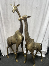 Load image into Gallery viewer, Share Large pair of vintage elegant statuesque brass Giraffe statues 1970’s!!