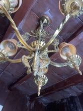 Load image into Gallery viewer, Antique And Unique Brass Five Arm Chandelier