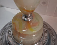 Load image into Gallery viewer, VTG Art Deco Chrome Slag Glass Ashtray Smoking Stand/Table Electric Lighter Lamp