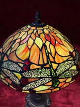 Load image into Gallery viewer, Unique Designed Tiffany Style Dragonfly, Motif Table Lamp Stained Glass