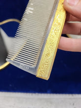 Load image into Gallery viewer, Vtg Matson 1930s Gold Tone Daisy 3-D Vanity Set Hand Mirror Brush Comb Rare Read