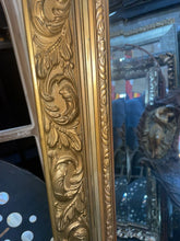 Load image into Gallery viewer, #42 Vintage Wood Framed Ornate Gold Beveled Mirror 48” x 36”