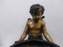 Load image into Gallery viewer, Vintage French Bronze Double Cherub Centerpiece With Black Marble Bowl