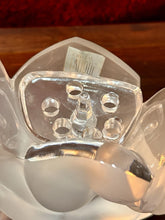 Load image into Gallery viewer, Cristal Lalique France Flower Frog Frosted Dove 8.25” Signed Frosted Crystal