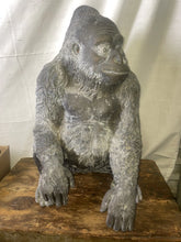 Load image into Gallery viewer, Large Vintage Silverback Gorilla Metal Sculpture Figurine Statue 21” T !!Large Vintage Silverback Gorilla Metal Sculpture Figurine Statue 21” T !!