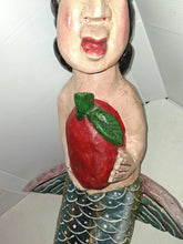 Load image into Gallery viewer, Vintage Unique Mexican Folk Art Mermaid Hand Carved Painted Wood Wall Art 38”