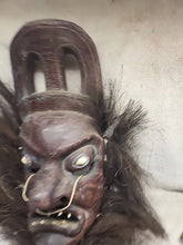 Load image into Gallery viewer, Antique African Tribe Wooden Carved Art Statue Mask Real Teeth Hair Early 20th!