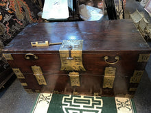 Load image into Gallery viewer, Antique Solid Wood Japanese Chest, Trunk With Really Unique Hardware And Lock