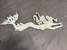 Load image into Gallery viewer, Rustic Handmade Heavy Metal Mermaid Wall Art – Nautical Coastal Décor 59”